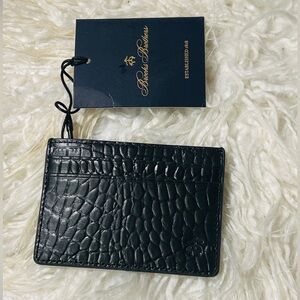 Brooks Brothers Black Croc-Embossed Leather Card Holder NWT